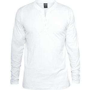 Urban Classics Heren Basic Henley L/S T-shirt, heren shirt met lange mouwen, verkrijgbaar in vele verschillende kleuren, maten XS tot XXL, wit (white 220), S