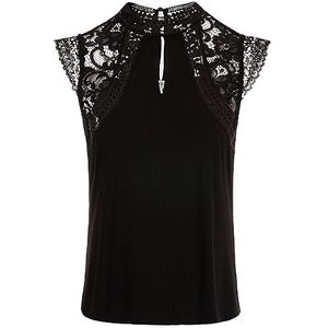 Morgan Tanktop met kant en macramé, Zwart (zwart), XL