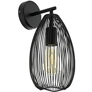 Eglo Clevedon wandlamp, 1-lamps, moderne wandlamp, materiaal: staal. Kleur: zwart. Fitting: E27