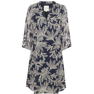 Part Two BotellePW Dames Regular Fit Just Above Kniejurk, Dark Navy Delicate Leaf, 42