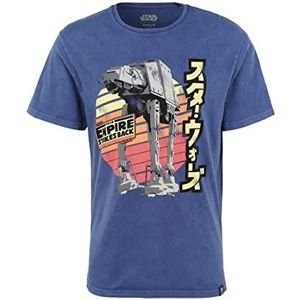 Recovered Star Wars Movie T-shirt - Japans AT-AT/Empire Strikes Back Design - Blauw - Officieel gelicenseerd - Vintage stijl, met de hand bedrukt, Meerkleurig, L