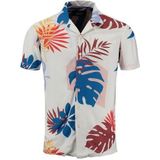 Key Largo - Splash - Overhemd - Saffier/Goudgeel/Grenadine/Wit - Viscose, Knoopsluiting, Bloemenprint