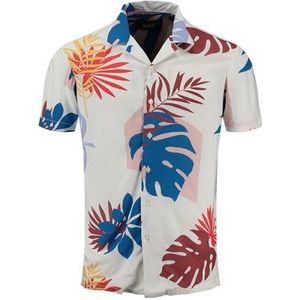 Key Largo - Splash - Overhemd - Saffier/Goudgeel/Grenadine/Wit - Viscose, Knoopsluiting, Bloemenprint