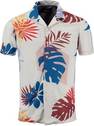 Key Largo - Splash - Overhemd - Saffier/Goudgeel/Grenadine/Wit - Viscose, Knoopsluiting, Bloemenprint