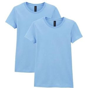 GILDAN Dames T-shirt (Pack van 2), Lichtblauw, XL