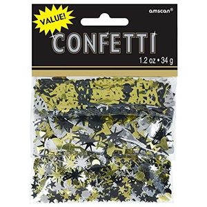 Amscan International 365597 Confetti, Zwart/Zilver/Goud