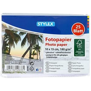 Stylex 40833 - fotopapier 10 x 15 cm, 180 g/m², FSC-gecertificeerd papier, wit, 25 vellen