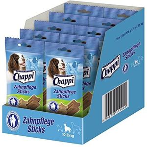 Chappi Dental Dog Snacks - 70 gebitsverzorgingssticks ter vermindering van tandsteen en tandplak voor middelgrote honden van 10-25 kg, verpakking van 10 (10 x 175 g)