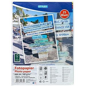 Stylex 40832 Fotopapier, DIN A4, 25 vellen, 180 g/m², glanzend, sneldrogend, geschikt voor alle gangbare inkjetprinters.