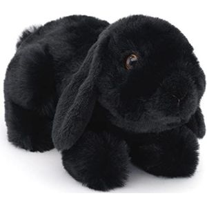 Uni-Toys - Ram konijn zwart, liggend - 20 cm (lengte) - pluche haas, konijn - pluche dier, knuffeldier