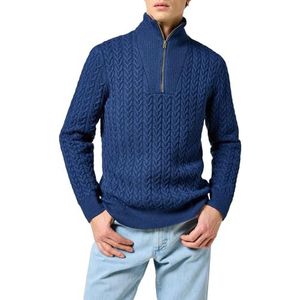 Wrangler Gebreide trui met halve rits voor heren, marineblauw, S