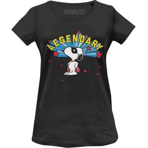 Snoopy T-shirt voor dames, zwart, M