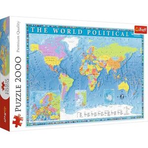 Trefl Puzzel, Politieke kaart van de wereld, 2000 elementen, Premium kwaliteit, voor volwassenen en kinderen vanaf 12 jaar