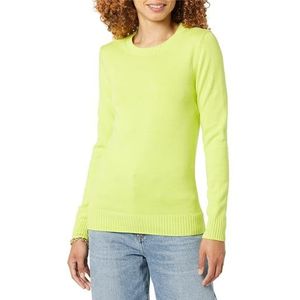 Amazon Essentials Dames 100% katoenen trui met ronde hals (verkrijgbaar in grote maten), limoengroen, S