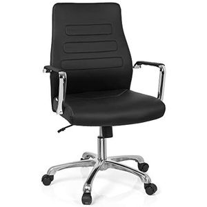 hjh OFFICE 720006 professionele directiestoel TEWA kunstleer zwart/chroom design bureaustoel met armleuningen, ergonomische rugleuning