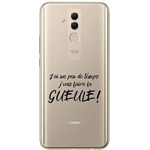 Zokko Beschermhoes voor Huawei Mate 20 Lite J'Ai Un Peu de Temps Je Vais Faire la Gueule - zacht, transparant, inkt wit