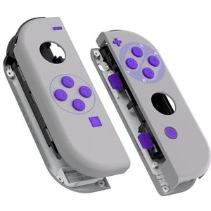 eXtremeRate Cover Grip Behuizing Joycon Controller met Knoppen Kit, DIY Vervangende Shell Case voor Nintendo Switch&Switch OLED Joycon(Geen Joycon)-Klassiekers SNES Stijl