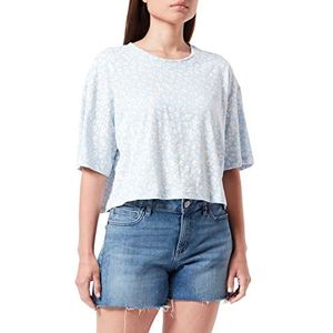 ONLY Dames Onlmay S/S Boxy Crop AOP/Stripe Top JRS T-shirt, Cashmere Blue, XS