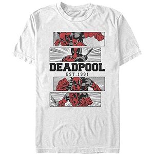 Marvel Deadpool - DEADPOOL 4 PANEL 2 TONE Unisex Crew neck T-Shirt White 2XL