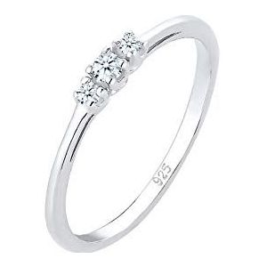 Elli Premium damesring verlovingsring diamant (0,07 ct) delicaat in 925 zilver, 58 EU, zilver, Diamant