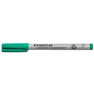 STAEDTLER Foliepen niet-permanent Lumocolor, groen, oplosbaar in water, Made in Germany, lange levensduur, F-punt met lijnbreedte ca. 0,6 mm, 10 groene universele pennen in kartonnen etui, 316-5