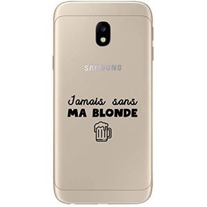 Zokko Beschermhoes voor Samsung J3 2017 Jamais zonder Meine Blonde – zacht transparant inkt zwart