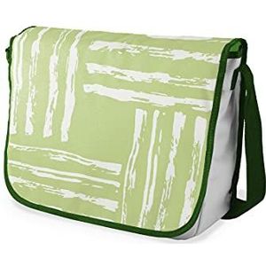 Bonamaison Digitaal bedrukte Messenger schooltas met kaki riem voor studenten, crossbody tas, koerierstas, schoudertas voor kinderen, meisjes, jongens, maat: 29x36 cm