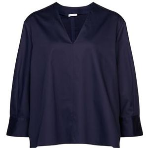 Seidensticker Damesblouse, modieuze blouse, regular fit, V-hals, lange mouwen, katoenmix, blauw, 36
