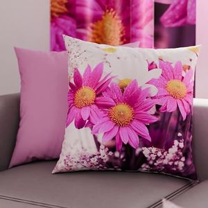 PETTI Artigiani Italiani - 1 paar kussenslopen 30 x 30 cm van microvezel, decoratief kussen voor slaapkamer, bank, woonkamer, set van 2 kussenslopen, bloemenpatroon, violet 2, 100% Made in Italy