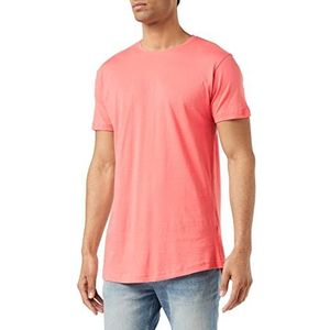 Urban Classics Heren T-shirt Shaped Long Tee effen kleur, lang gesneden herenshirt, verkrijgbaar in vele verschillende kleuren, maten XS-5XL, koraalrood, XL
