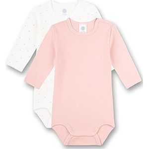 Sanetta Body met lange mouwen (dubbelverpakking) roze en wit | Hoogwaardige en duurzame body voor meisjes van biologisch katoen. Inhoud: set van 2 babyrompertjes, wit pebble, 86 cm