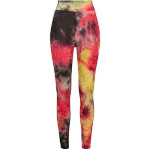 Urban Classics Tie Dye Leggings met hoge taille voor dames, donkerroze/zwart, XS