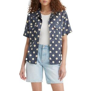 Levi's Ember Ss Bowling Shirt voor dames, Annie Dot Navy Smoke, S