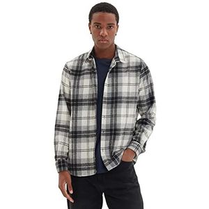 Trendyol Heren Man Regular Standaard Kraag Geweven Shirt, Grijs, S, Grijs, S