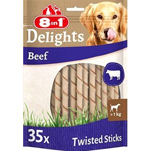 8in1 Delights Beef Twisted Sticks, gezonde koekjes voor gevoelige honden, 35 stuks (190 g)