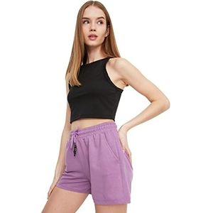 Trendyol Dames Lila Gebreide Shorts & Bermuda Casual Shorts, Paars, M