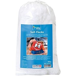 GLOREX 0 2517 - Soft Flocks wit, 150 g, superzacht en vederlicht vulmateriaal, gemakkelijk te verwerken met vlokken, geurloos en wasbaar, voor het opvullen van knuffels