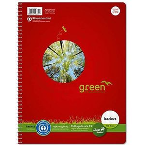 Staufen Green Collegeblok, DIN A5, 5 mm geruit, 160 vellen, 4-voudige gaten, premium wit 70 g/m² gerecycled papier, 1 stuk