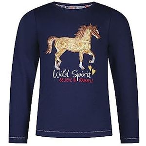 SALT AND PEPPER T-shirt voor meisjes L/S met paardenmotief, True Navy, 92/98 cm