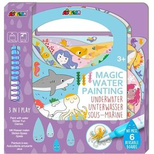 Schilderspel onderwater, 3-in-1 creatieve set met spelletjes, stickers en kleurafbeeldingen, doe-het-zelf, voor kinderen vanaf 3 jaar