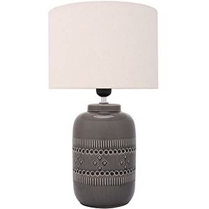 Pauleen 48224 Gleaming Beauty tafellamp max. 20 watt handgemaakt beige, grijs nachtkastlamp in boho-look van stof, keramiek E27