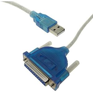 BeMatik - USB naar parallelle poort converter kabel A mannelijk naar DB25 vrouwelijk 1,5 m