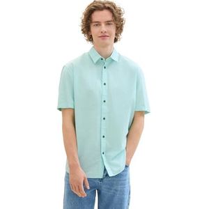 TOM TAILOR Denim heren overhemd, 35702 - Lichtblauwe grijze stippen structuur, L