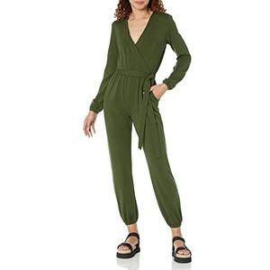 Amazon Essentials Gebreide jumpsuit voor dames (verkrijgbaar in grote maten), donker olijfgroen, L