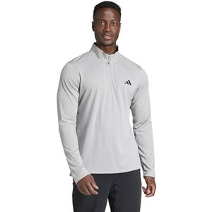 adidas Heren Train Essentials Training 1/4-Zip Long Sleeve Tee, medium grey heather, XXL