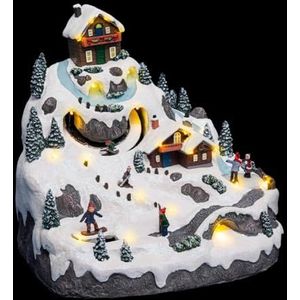 FEERISCHE Lights & Christmas - Kerstdorp Verlicht - Nachtlampje voor Kerstmis, Berg, Beweging en Muziek, 20 Lampen