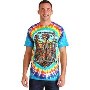 Liquid Blue Men's Grateful Dead Rainbow Bertha Short Sleeve T-Shirt, Multi Tie Dye, X-Large