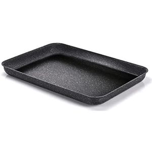 Moneta Etnea lage braadpan, aluminium, antiaanbaklaag, steenlook, zwart, 40 x 28 cm