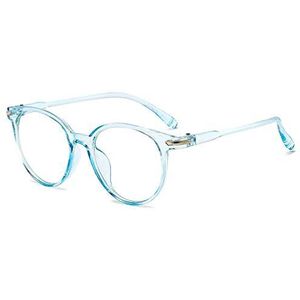 Suertree Myopia-bril met blauwlichtfilter, lichte bril voor bijziendheid, scharnier, mode, afstandsbril voor dames, rond, blauw - 0,5