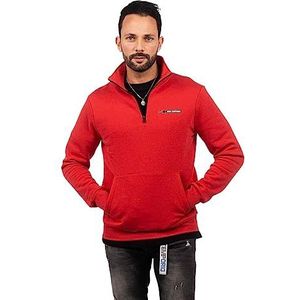 JUST EMPORIO Fleece sweatshirt met vrachtwagenkraag voor volwassenen, heren, Rood, S